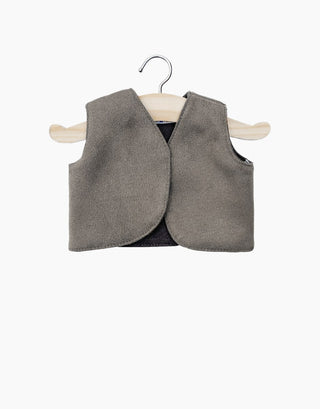 Sleeveless vest in Taupe Grey suede
