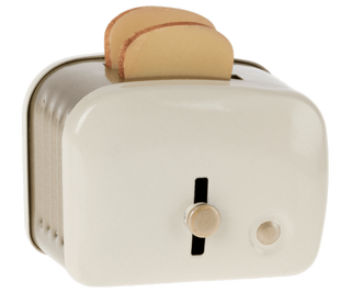 Miniature toaster & bread-off white