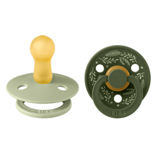 BIBS Pacifier Original COLOUR Holiday Leaf Latex 2 PK Sage/Hunter Green