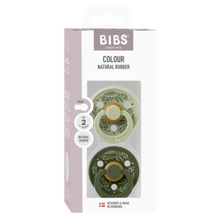 BIBS Pacifier Original COLOUR Holiday Leaf Latex 2 PK Sage/Hunter Green
