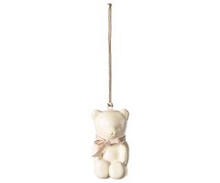 Metal Ornament Teddy Bear- Offwhite/rose