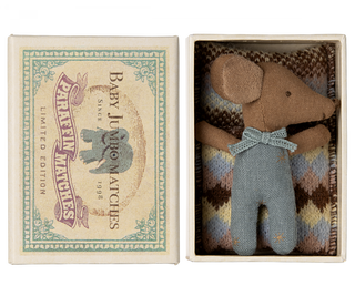 PREORDER- Sleepy wakey baby mouse in matchbox - Blue