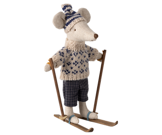 *Flawed Package* Winter mouse with ski set, Dad- Blue