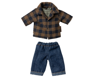 PREORDER* Brown checked shirt and pants, Dad mouse