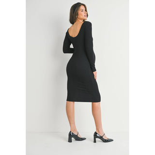 Ribbed Open-Back Maternity Midi Dress