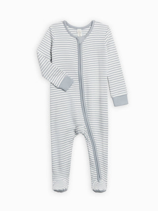 Organic Baby Peyton Zipper Sleeper - Mist Stripe