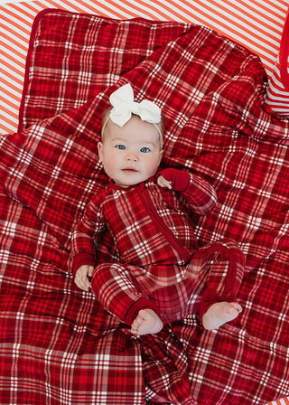 Little Zippers in Cardinal Plaid