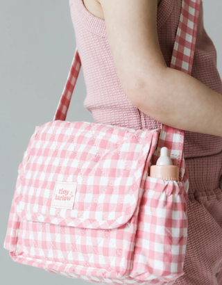 Tiny Tummies nappy bag - Gingham and cherries - Tiny Harlow