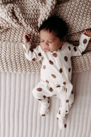 Baby Footed Zip Romper- Pinecones