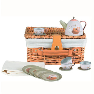 Tin Tea Set - Forest in a Wicker Basket