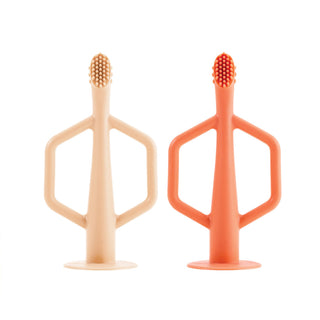 Silicone Training Toothbrush 2 Pack- Coral and Sand