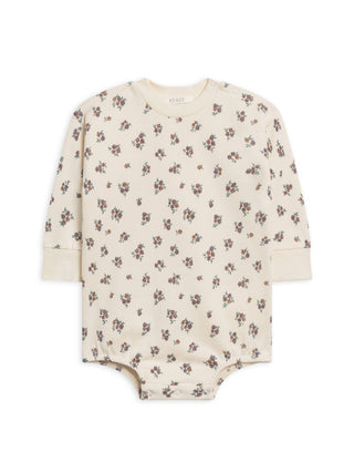 Jamie Fleece Bubble Romper - Tempe Floral / Fog + Chestnut