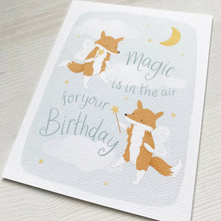 Fox Magic in the Air Birthday Card