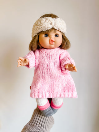 Doll - Pink Wool Gasparine Dress Set