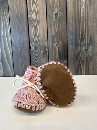 Dusty Rose Soft Sole Slip-on Stay on Wool Booties