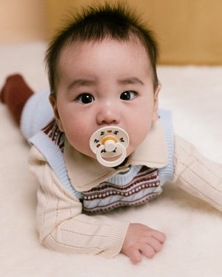 BIBS Pacifier Original COLOUR Holiday Bow Latex 2 PK Ivory/Plum