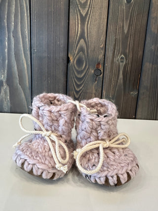 Lilac Soft Sole Slip-on Stay on Wool Booties