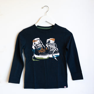 Graphic Long Sleeve Tee - Navy Blue
