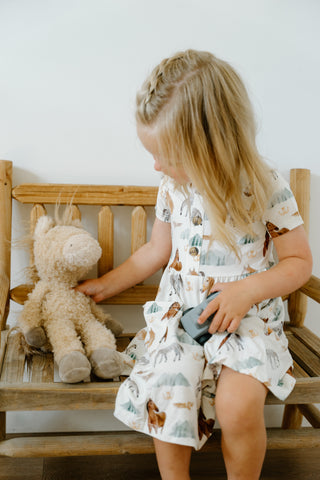 Short Sleeve Pocket Dress- Mountain Trails