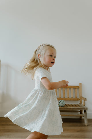 Short Sleeve Twirl Dress- Valley Blooms