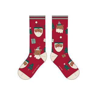Red Socks with Festive Print