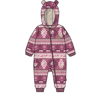 Pink Fleece One-piece with Pattern