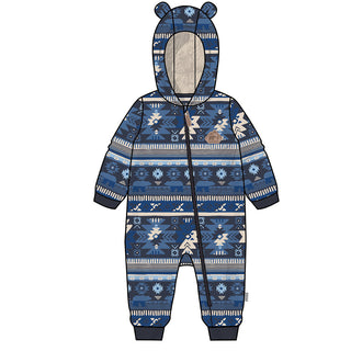 Blue Fleece One-piece with Pattern