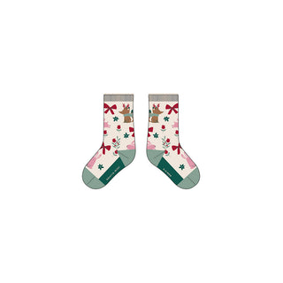 Cream Socks with Festive Print