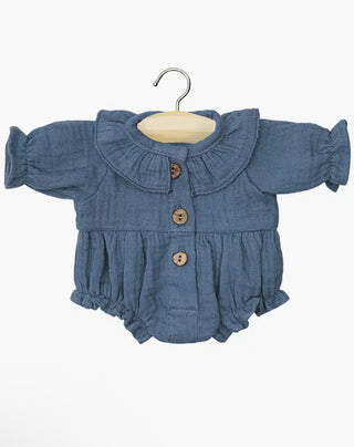 Léonore romper in overseas blue cotton gauze