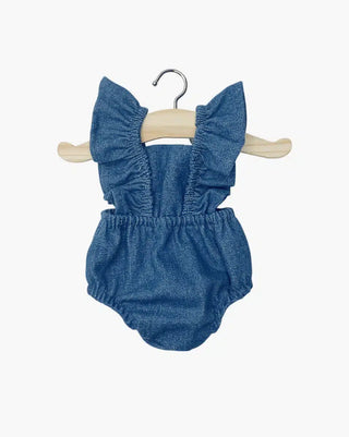 Lou Retro Romper in Light Blue Denim