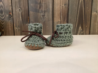 Soft Sole Slip-on Stay on Wool Booties - Spruce