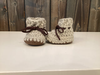 Soft Sole Slip-on Stay on Wool Booties - Pumice