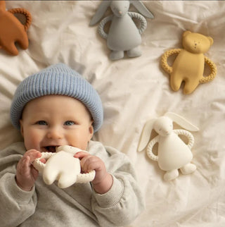 Moonie Bunny Natural Rubber Teether - Sand