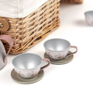 Tin Tea Set - Forest in a Wicker Basket