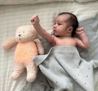 Moonie Organic Humming Bear With Lamp - Sand