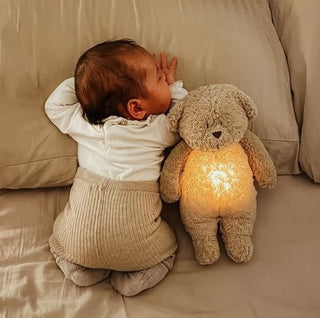 Moonie Organic Humming Bear With Lamp - Sand
