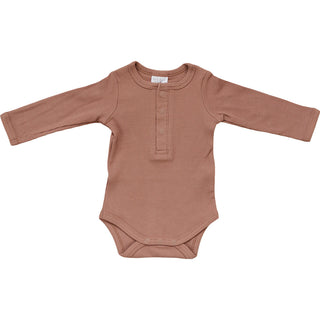 Dusty Rose Organic Snap LS Ribbed Bodysuit