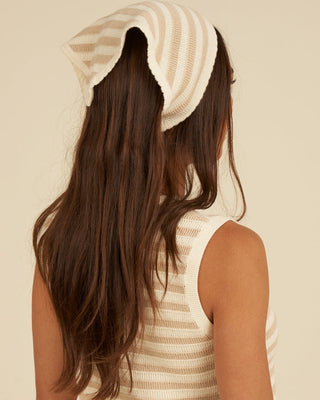 Crochet Scarf Headband- Sand Stripe