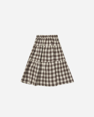Tiered Midi Skirt- Charcoal Check