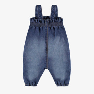 Mid-Blue Denim Overalls- Loose Fit with Worn Effect