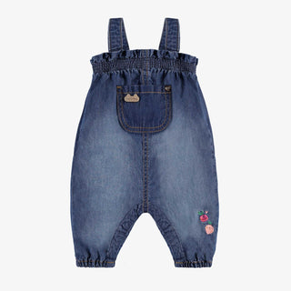 Mid-Blue Denim Overalls- Loose Fit with Worn Effect