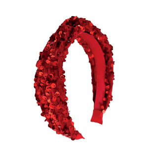 Sequin Velvet Headband- Red