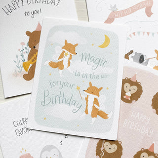 Fox Magic in the Air Birthday Card