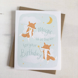 Fox Magic in the Air Birthday Card