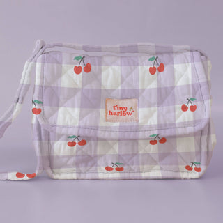 Tiny Tummies nappy bag - Gingham and cherries - Tiny Harlow