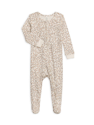 Organic Baby Peyton Footed Sleeper-Primrose Floral/Chestnut