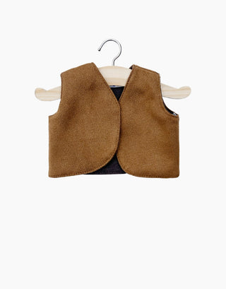 Sleeveless vest in brown suede