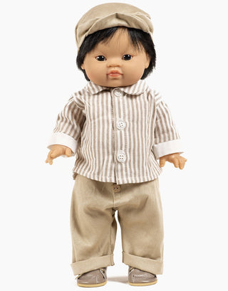 Doll - Beige/white striped shirt set with trousers