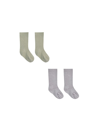 socks set || sage, periwinkle