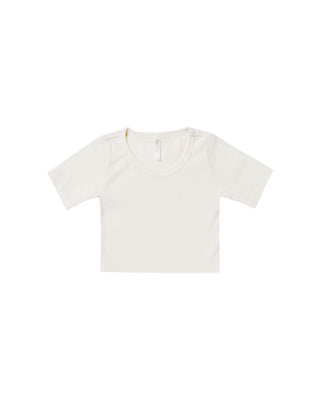 Ribbed Scoop Tee- Ivory